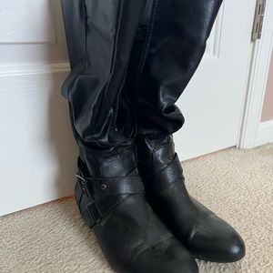 Black mid calf boots